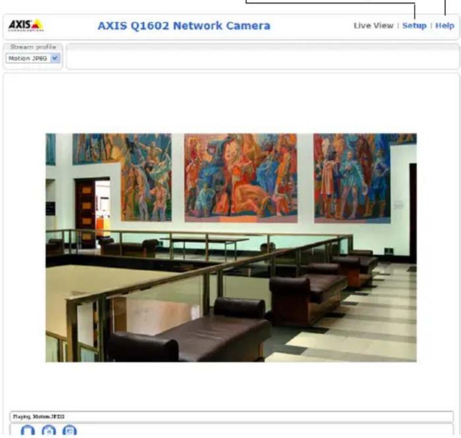 AXIS Q1602 Network Camera Live View | Setup | Help Stream profile Motion JPEG Playing Motion JPEGS