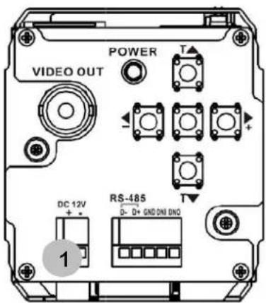 VIDEO OUT POWER T DC 12V RS-485 D- D+ GND ONE DNO 1
