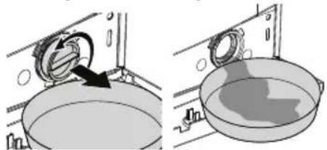 Two-step diagram showing a washing machine with a black arrow pointing to the inner basin, and a close-up of the basin interior.
