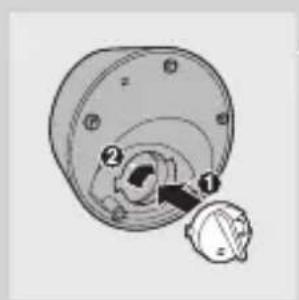Diagram of a mechanical knob with numbered parts, likely for labeling or assembly reference.