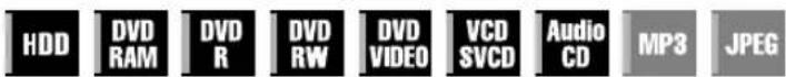 HDD DVD RAM DVD R DVD RW DVD VIDEO VCD SVCD Audio CD MP3 JPEG