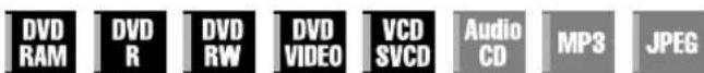 DVD RAM DVD R DVD RW DVD VIDEO VCD SVCD Audio CD MP3 JPEG