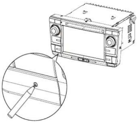 Technical line drawing of a device with an inset close-up showing a lever mechanism (no text or symbols present)