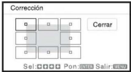 Corrección Cerrar Sel: 🐘 ✕ ✕ ✕ Pon: ENTER Salir: MENU
