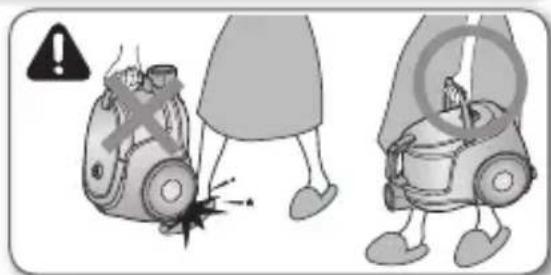 Illustration showing a person using a backpack to stop a car, with warning symbols and a warning sign in the background.