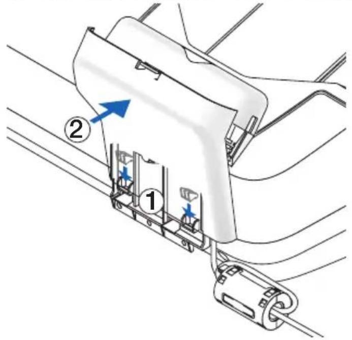 Technical diagram of a mechanical assembly with labeled parts and directional arrows indicating motion or flow.