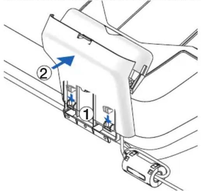Technical diagram of a mechanical assembly with labeled parts and directional arrows indicating motion or flow.