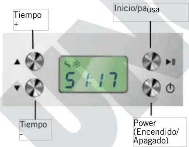 Tiempo + Inicio/pausa 5:17 Tiempo - Power (Encendido/ Apagado)