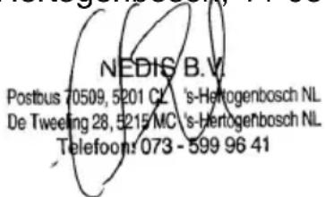 NEDIS B.V. Postbus 70509, 5201 CL's-Hertogenbosch NL De Tweeling 28, 5215 MC's-Hertogenbosch NL Telefoon: 073 - 599 96 41