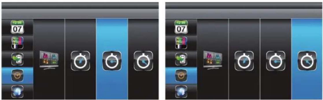 Screenshot of a mobile app interface showing two panels with status bar, clock icons, and navigation buttons.