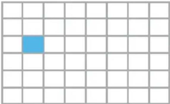 Grid pattern with a single blue square in the top-left cell (no text or symbols)