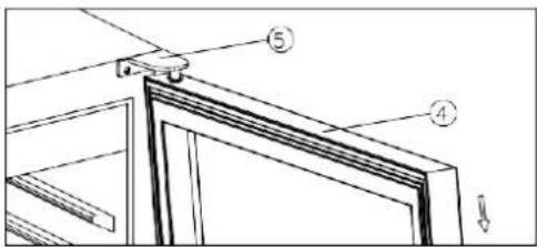 Technical diagram showing labeled components of a door frame assembly with numbered parts 4 and 5