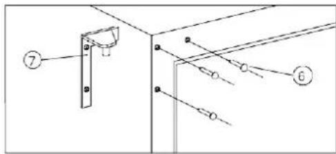 Technical diagram showing labeled components of a mechanical or electrical assembly with numbered parts 7 and 6.