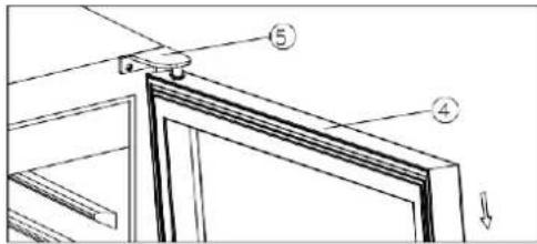 Technical diagram showing labeled components of a door or panel assembly with numbered parts 4 and 5