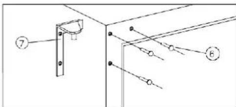 Technical diagram showing labeled components of a structural joint or bracket assembly with numbered parts 6 and 7.