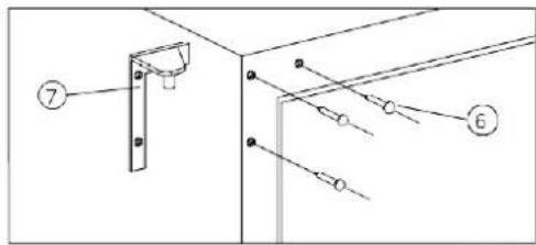 Technical diagram showing labeled components of a mechanical or electrical assembly with numbered parts 7 and 6.