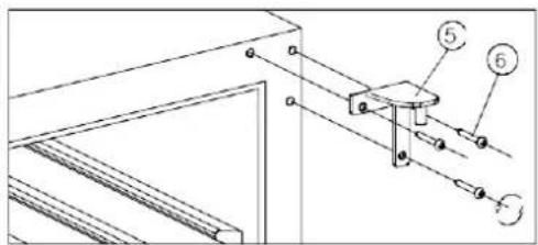 Technical diagram showing a mechanical assembly with labeled components 5 and 6, including alignment tools and structural elements.