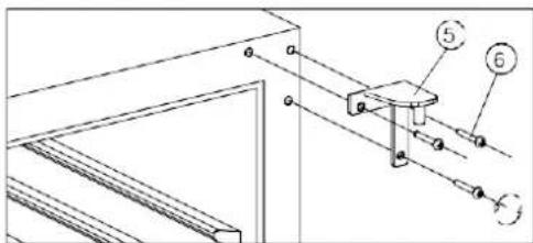Technical diagram showing a mechanical assembly with labeled components 5 and 6, including a rotation arrow indicating motion.