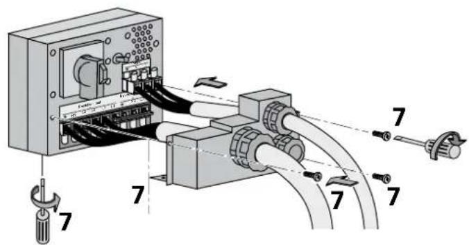 Diagram of an electrical switchgear with labeled components and wiring connections