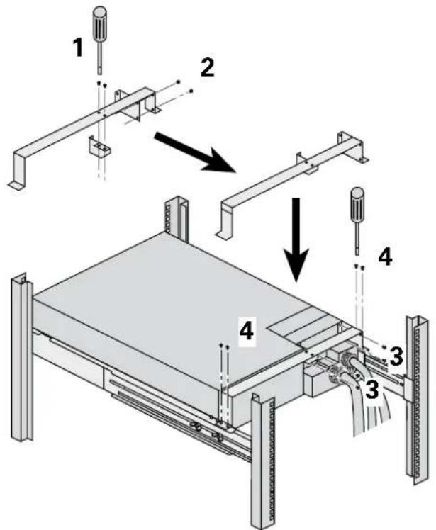Technical diagram showing assembly steps of a mechanical device with labeled components and directional arrows indicating motion.