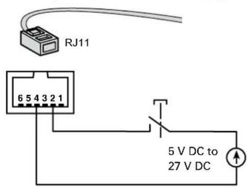 RJ11 6 5 4 3 2 1 5 V DC to 27 V DC