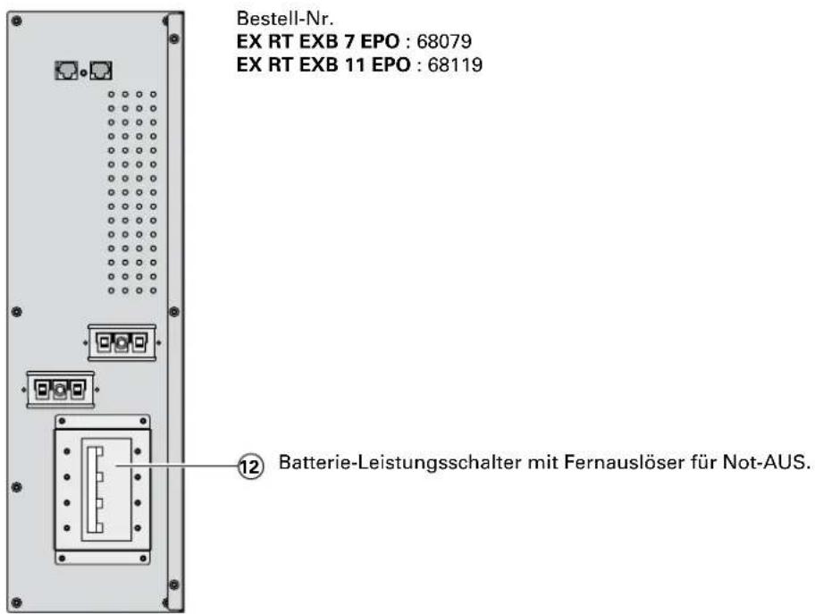 Bestell-Nr. EX RT EXB 7 EPO : 68079 EX RT EXB 11 EPO : 68119 ⑫ Batterie-Leistungsschalter mit Fernauslöser für Not-AUS.