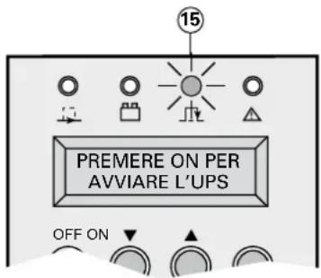 15 PREMERE ON PER AVVIARE L'UPS OFF ON