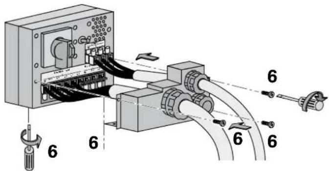 Technical diagram of an electrical switchgear with labeled components and wiring connections