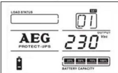 LOAD STATUS AEG PROTECT-UPS OUTPUT Vac 230 BATTERY CAPACITY