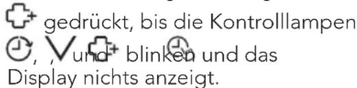 gedrückt, bis die Kontrolllampen , ,und+ blinken und das Display nichts anzeigt.
