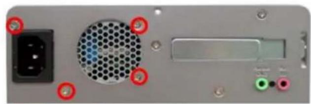 Back panel of a computer drive showing ports, ventilation grille, and control buttons (no readable text or symbols)