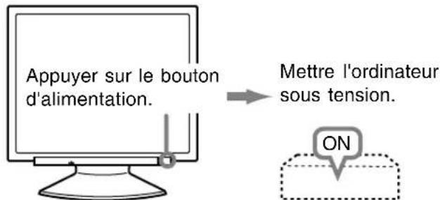 Appuyer sur le bouton d'alimentation. → Mettre l'ordinateur sous tension. ON