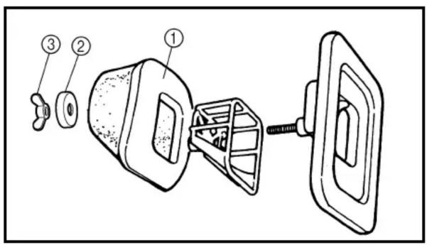 Technical diagram of a device with numbered parts, showing internal components and assembly structure
