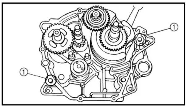 Technical diagram of a mechanical gear assembly with numbered components labeled ①