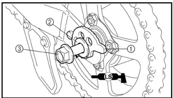 Technical diagram of a mechanical assembly with numbered components and a labeled component 'LS'