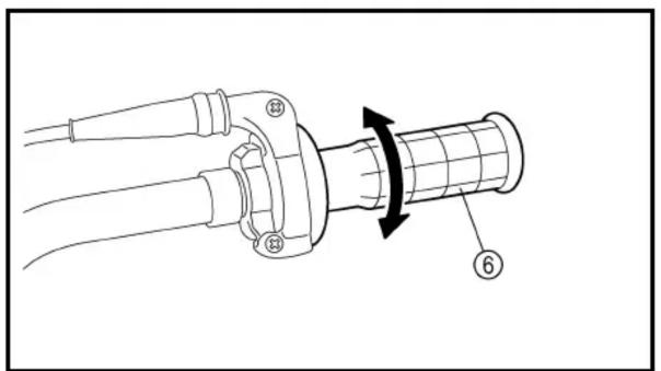 Technical diagram showing a mechanical assembly with labeled component 6 and directional arrow indicating rotation or movement.