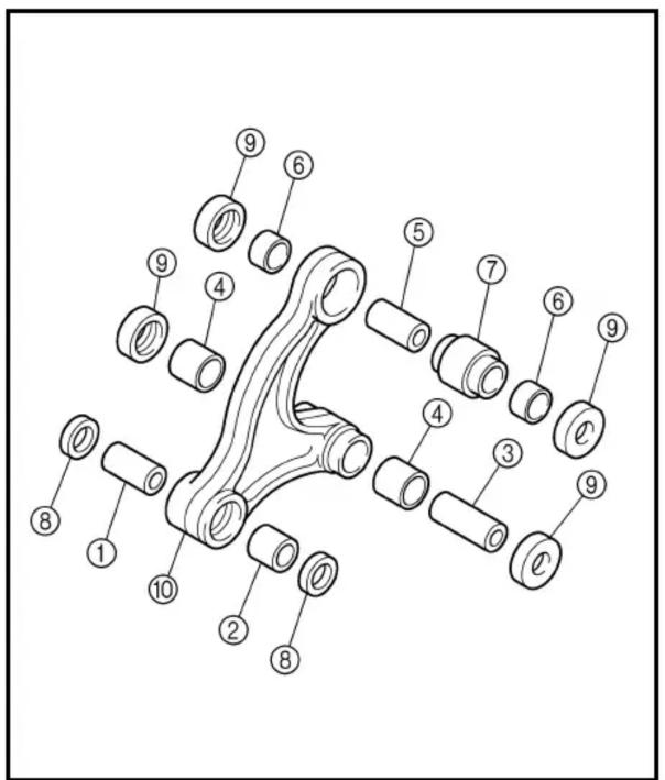 Exploded view diagram of a mechanical component with numbered parts for identification
