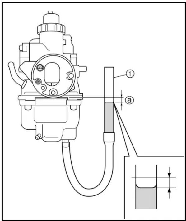 Technical diagram of a mechanical device with labeled parts and measurement indicators