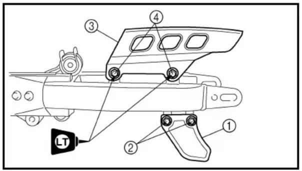 Technical diagram of a vehicle's front-mounted sensor or sensor assembly with numbered components and a labeled 'LT' component.