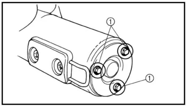 Technical diagram of a mechanical component with numbered parts labeled ①