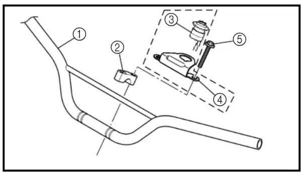 Technical diagram of a mechanical assembly with numbered components and a zoomed-in detail view