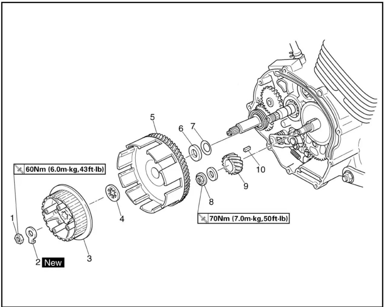 60Nm (6.0m·kg,43ft·lb) 70Nm (7.0m·kg,50ft·lb)