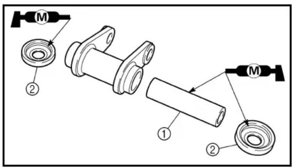 Technical diagram showing exploded view of mechanical components with labeled parts and assembly indicators