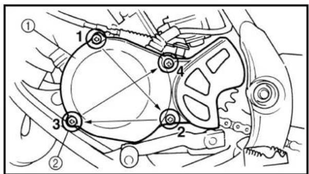 Technical diagram of a mechanical assembly with numbered components and directional arrows indicating motion or flow.