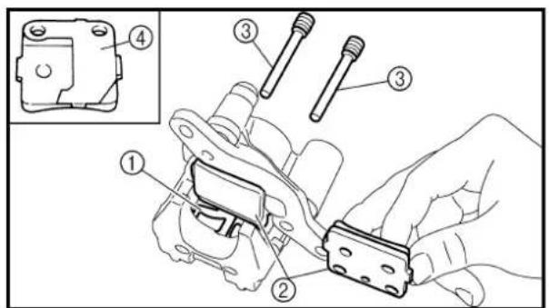 Technical diagram showing mechanical assembly steps with numbered components and an inset view of a component labeled ④.