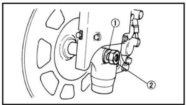 Technical diagram of a mechanical assembly with labeled parts 1 and 2