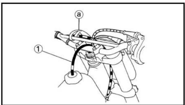 Technical diagram of a mechanical assembly with labeled parts 1 and a, showing components like a tool and tubing.