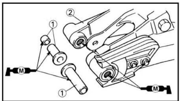 Technical diagram of a mechanical assembly with labeled parts and connection points