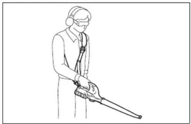 Line drawing of a person using a shovet machine (no text or symbols)
