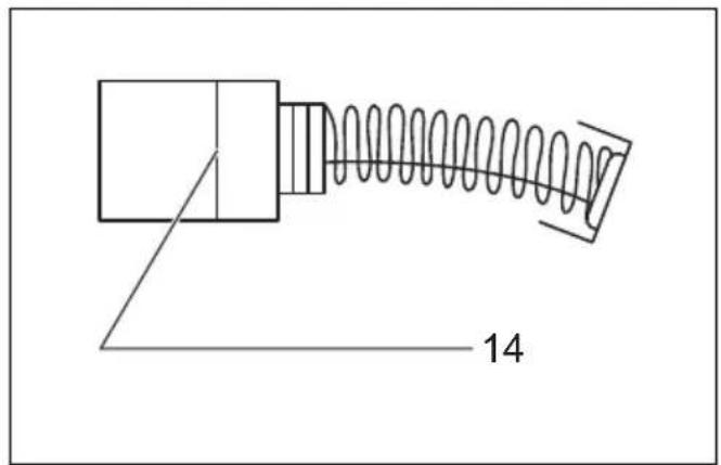 Pure mechanical diagram showing a spring-loaded component with no text or symbols